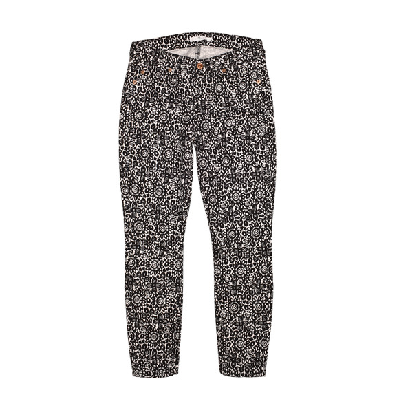 7‎ FOR ALL MANKIND NEW $189 Victorian Lace Crop Skinny Jean Black/White Size 25 - Picture 1 of 4